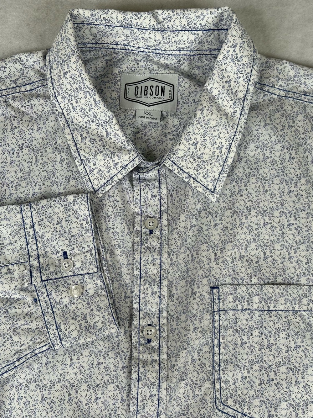 Gibson Trading Co Shirt Mens 2XL White/Blue Western Geo Long Sleeve Pockets -NWT